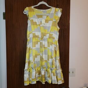 Jodifl Yellow and White Patterned Sleeveless Summer Dress
